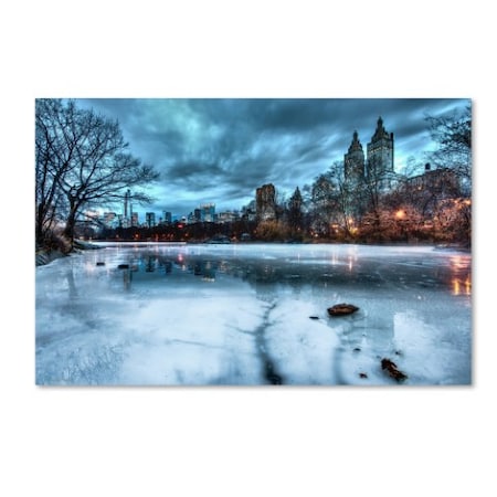 David Ayash 'Frozen Central Park Lake II' Canvas Art,30x47